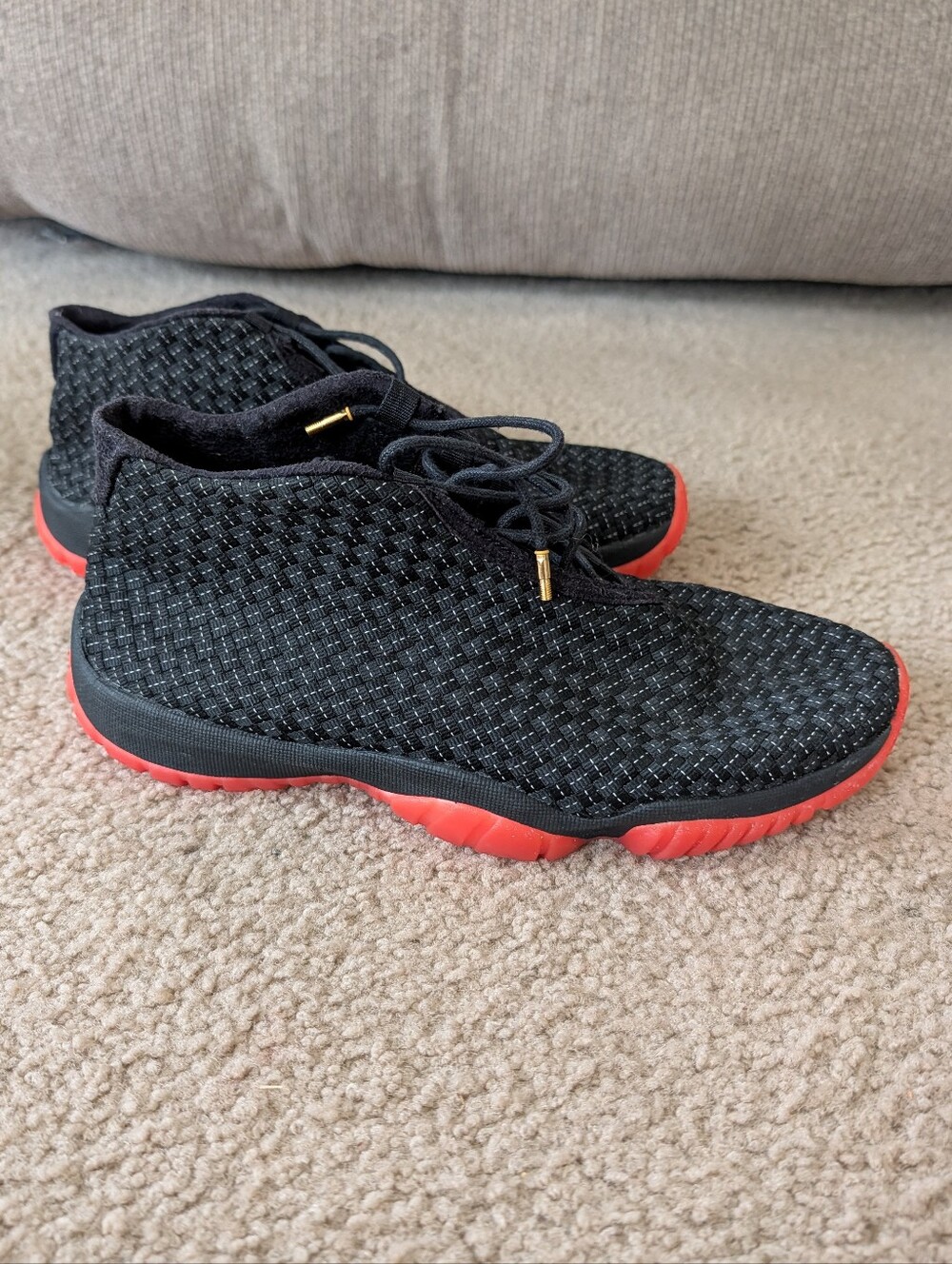 Air Jordan Future Premium sneakers in the "Black Infrared" colorway